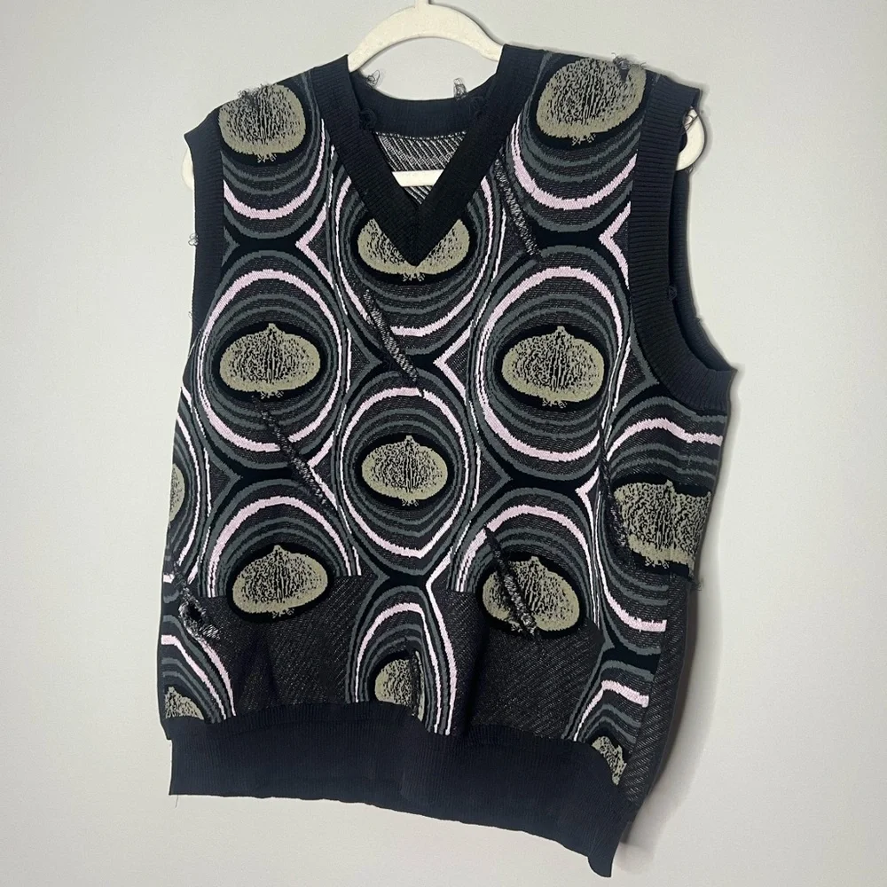 JNBY V-Neck Onion Print Sleeveless Knit Vest XL